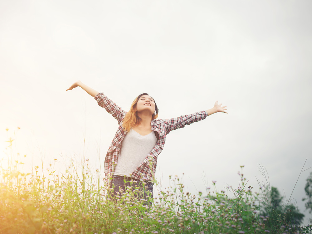 happy woman after therapy